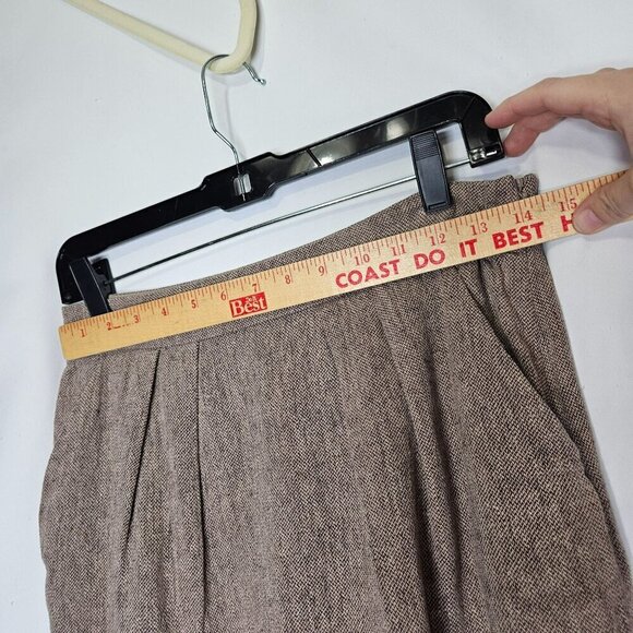 Anthropologie Tabitha A-Line Skirt Small Beige Tweed Linen Cotton Side Pockets 6 - Picture 8 of 9